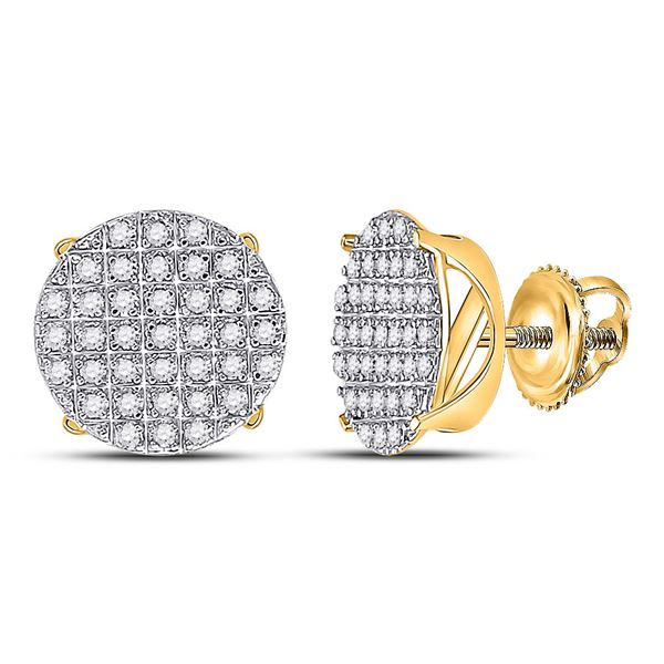 Round Diamond Circle Cluster Earrings 1/4 Cttw 10KT Yellow Gold