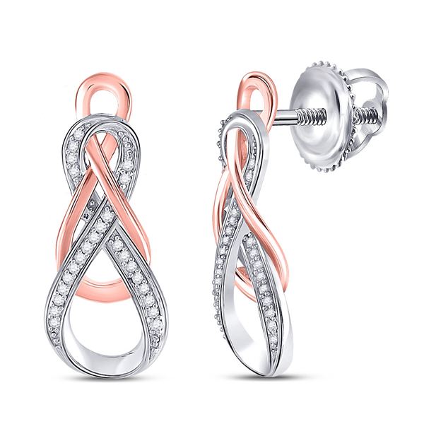 Round Diamond Fashion Earrings 1/8 Cttw 10KT Two-tone Gold