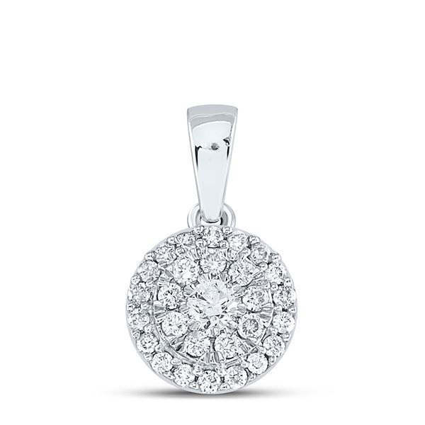 Round Diamond Cluster Pendant 1/4 Cttw 10KT White Gold