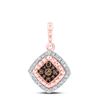 Image 1 : Round Brown Diamond Offset Square Pendant 1/4 Cttw 10KT Rose Gold