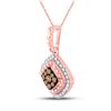 Image 2 : Round Brown Diamond Offset Square Pendant 1/4 Cttw 10KT Rose Gold