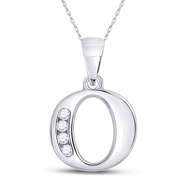 Round Diamond O Initial Letter Pendant 1/20 Cttw 10KT White Gold