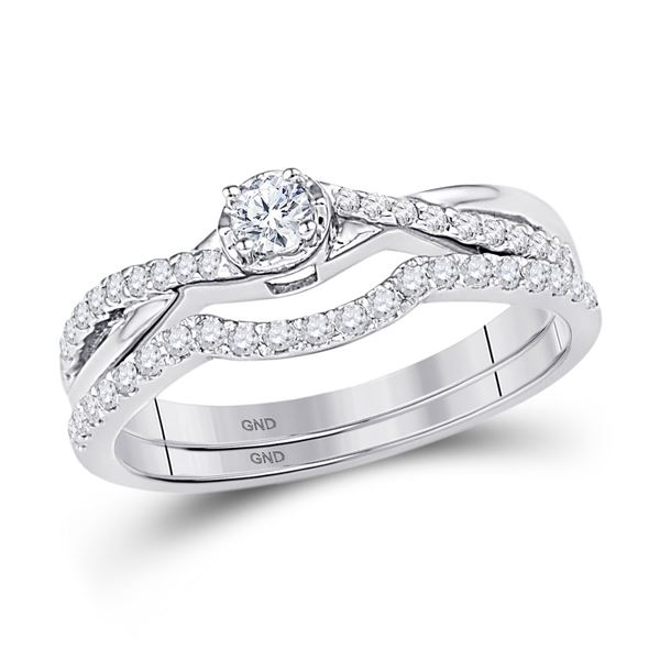 Diamond Bridal Wedding Ring Band Set 1/3 Cttw 10KT White Gold