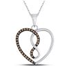 Image 1 : Round Brown Diamond Heart Infinity Pendant 1/8 Cttw 10KT White Gold