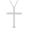 Image 1 : Round Diamond Cross Pendant 1 Cttw 14KT White Gold