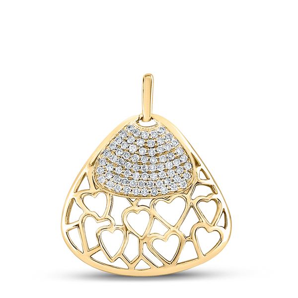 Round Diamond Heart Triangle Pendant 1/2 Cttw 10KT Yellow Gold