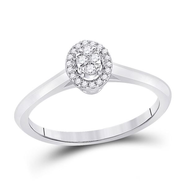 Round Diamond Oval Fashion Ring 1/10 Cttw 14KT White Gold