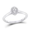 Image 1 : Round Diamond Oval Fashion Ring 1/10 Cttw 14KT White Gold