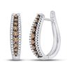 Image 1 : Round Brown Diamond Hoop Earrings 3/4 Cttw 10KT White Gold