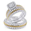 Image 1 : Diamond Square Matching Wedding Set 2-3/8 Cttw 14KT Two-tone Gold