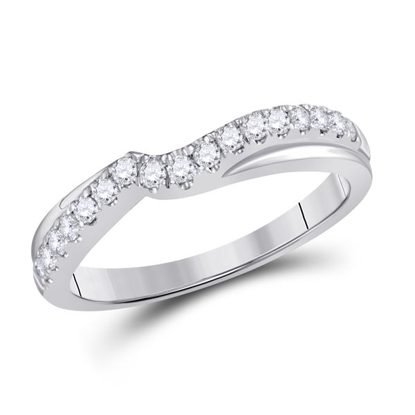 Round Diamond Contour Wrap Ring Guard Enhancer 1/3 Cttw 14KT White Gold