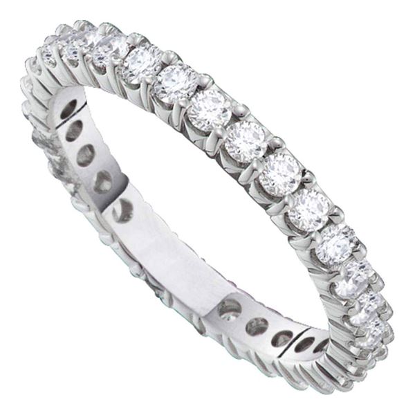 Round Pave-set Diamond Eternity Wedding Anniversary Band 1 Cttw 14KT White Gold