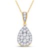 Image 1 : Round Diamond Teardrop Cluster Pendant 1/2 Cttw 14KT Yellow Gold