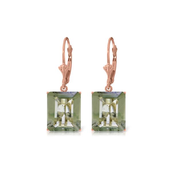 Genuine 13 ctw Green Amethyst Earrings 14KT Rose Gold - REF-54Z2N