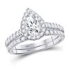 Image 1 : Bridal Wedding Ring Band Set 1-1/2 Cttw 14KT White Gold