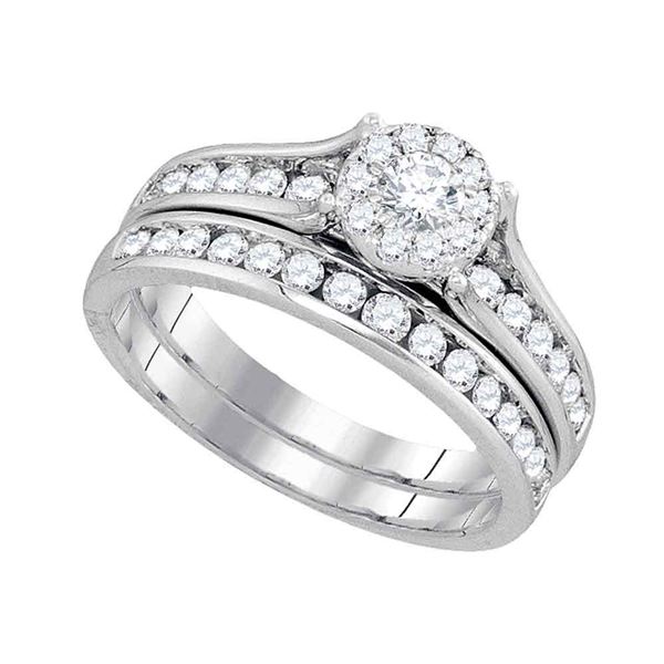 Diamond Bridal Wedding Ring Band Set 1 Cttw 14KT White Gold