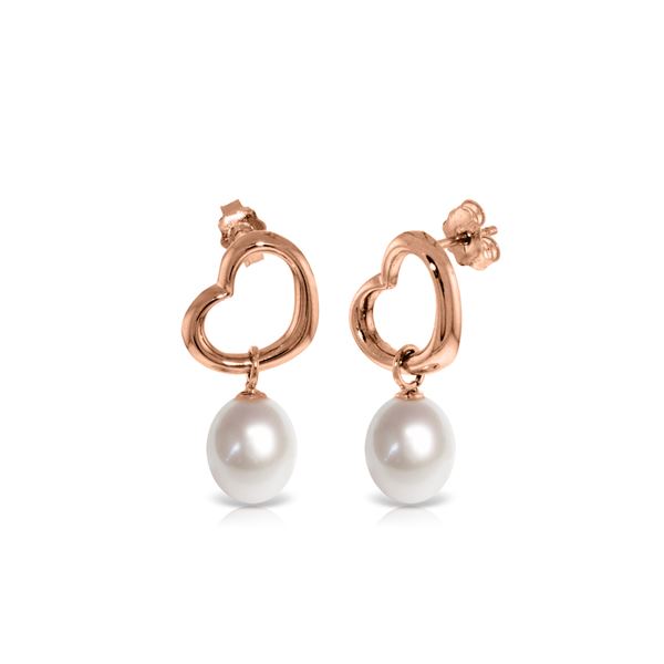 Genuine 8 ctw Pearl Earrings 14KT Rose Gold - REF-39T4A