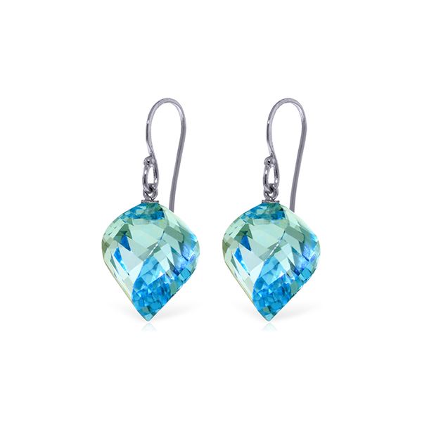 Genuine 27.8 ctw Blue Topaz Earrings 14KT White Gold - REF-67K5V