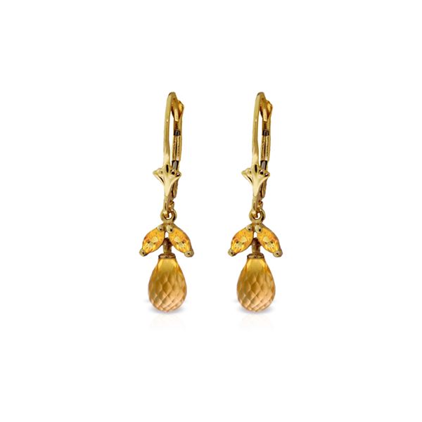Genuine 3.4 ctw Citrine Earrings 14KT Yellow Gold - REF-26R6P