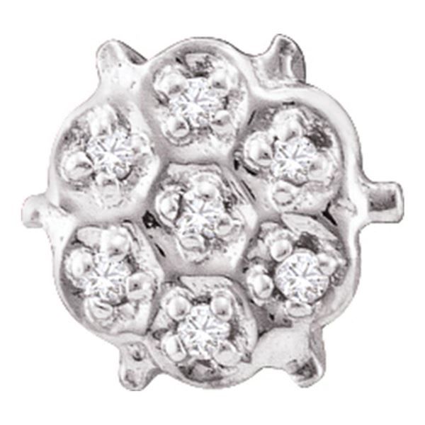 Round Prong-set Diamond Cluster Stud Earrings 1/20 Cttw 10KT White Gold