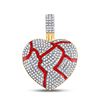 Image 1 : Round Diamond Red Broken Heart Charm Pendant 3/4 Cttw 10KT Yellow Gold