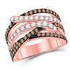 Image 1 : Round Brown Diamond Crossover Fashion Ring 1-1/4 Cttw 14KT Rose Gold