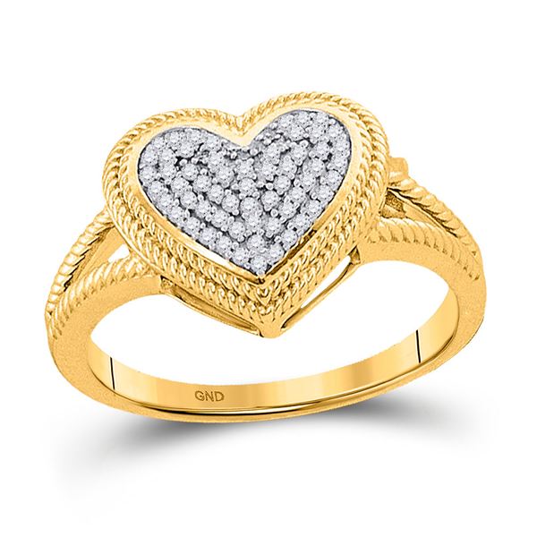 Round Diamond Rope Heart Cluster Ring 1/6 Cttw 10KT Yellow Gold