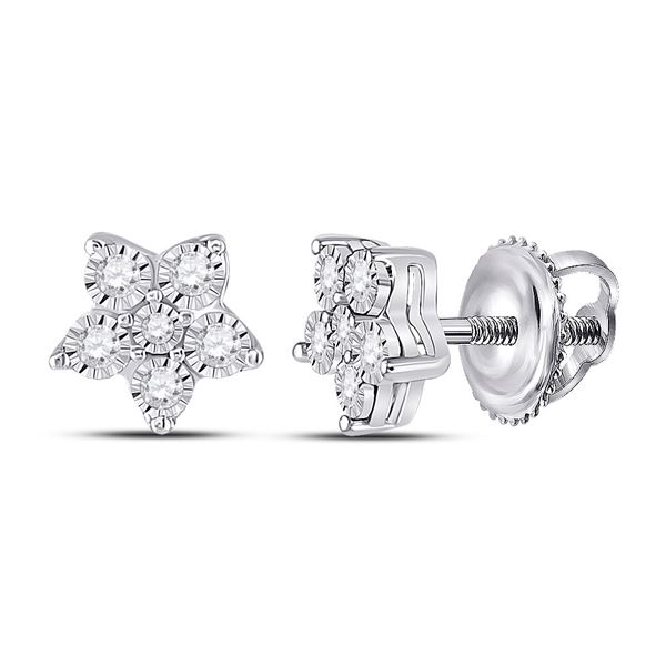 Round Diamond Stud Earrings 1/8 Cttw 10KT White Gold