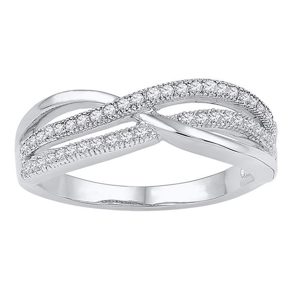 Round Diamond Crossover Band Ring 1/5 Cttw 10KT White Gold