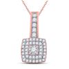 Image 1 : Round Diamond Square Pendant 1/3 Cttw 10KT Rose Gold