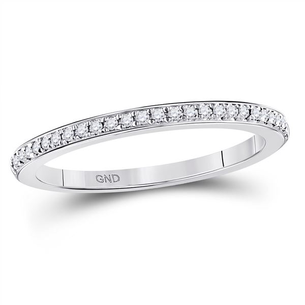 Round Diamond Single Row Stackable Band Ring 1/8 Cttw 10KT White Gold
