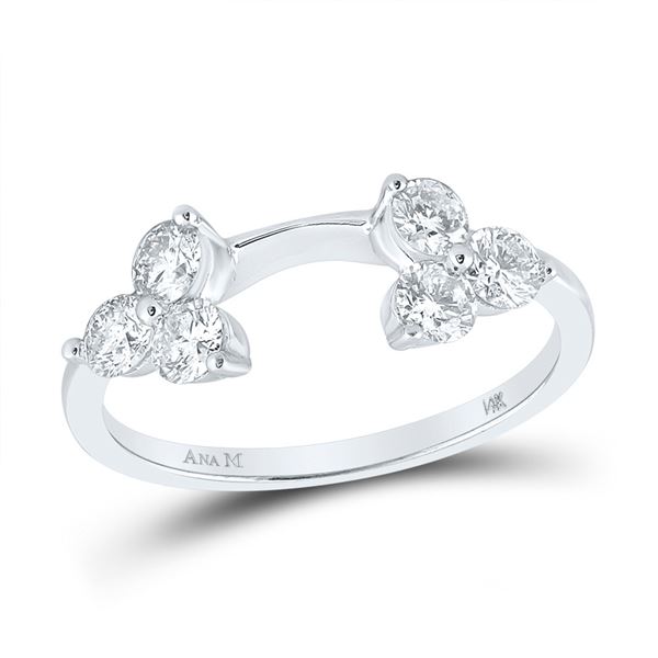 Round Diamond Ring Guard Wrap Enhancer Band 3/4 Cttw 14KT White Gold