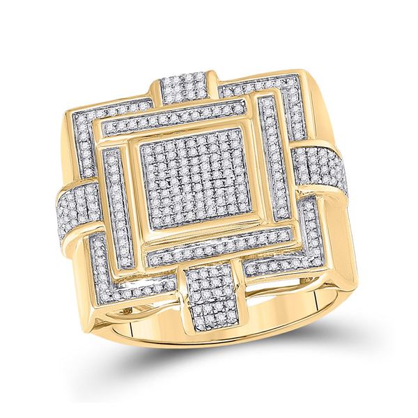 Round Diamond Square Cluster Ring 3/4 Cttw 10KT Yellow Gold