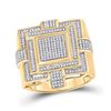 Image 1 : Round Diamond Square Cluster Ring 3/4 Cttw 10KT Yellow Gold