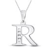 Image 1 : Round Diamond R Initial Letter Pendant 1/20 Cttw 10KT White Gold