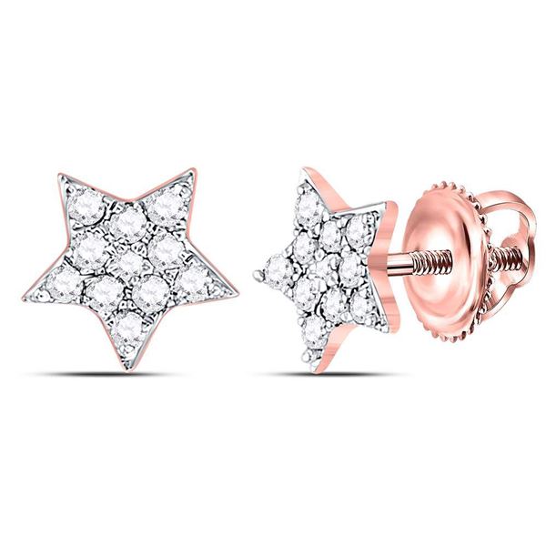 Round Diamond Star Earrings 1/6 Cttw 10KT Rose Gold