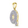 Image 2 : Round Diamond Letter Q Bubble Initial Charm Pendant 3/4 Cttw 10KT Yellow Gold