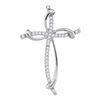 Image 1 : Round Diamond Slender Curved Open Cross Pendant 1/10 Cttw 10KT White Gold