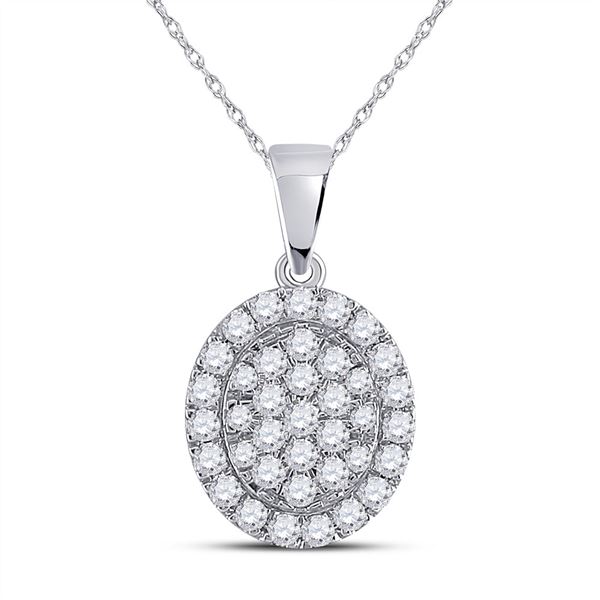 Round Diamond Oval Pendant 1/2 Cttw 10KT White Gold
