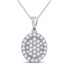 Image 1 : Round Diamond Oval Pendant 1/2 Cttw 10KT White Gold