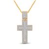 Image 1 : Round Diamond Cross Charm Pendant 1/2 Cttw 10KT Yellow Gold