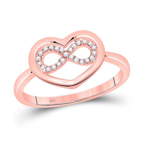 Round Diamond Infinity Heart Ring 1/20 Cttw 10KT Rose Gold