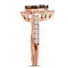 Image 2 : Round Brown Diamond Teardrop Cluster Ring 1 Cttw 10KT Rose Gold