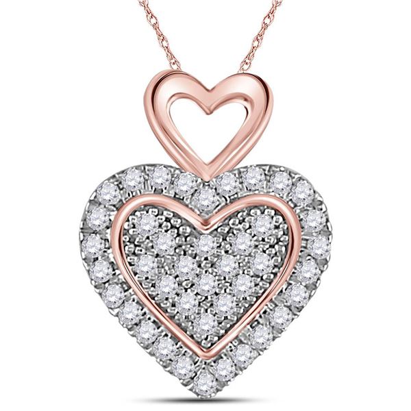 Round Diamond Heart Pendant 1/6 Cttw 10KT Two-tone Gold