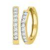 Image 1 : Round Diamond Hoop Earrings 1/2 Cttw 10KT Yellow Gold