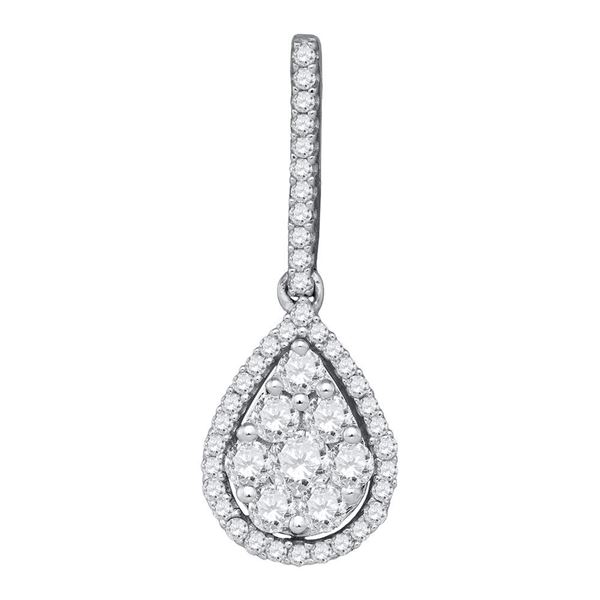 Round Diamond Teardrop Pendant 3/4 Cttw 10KT White Gold