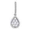 Image 1 : Round Diamond Teardrop Pendant 3/4 Cttw 10KT White Gold