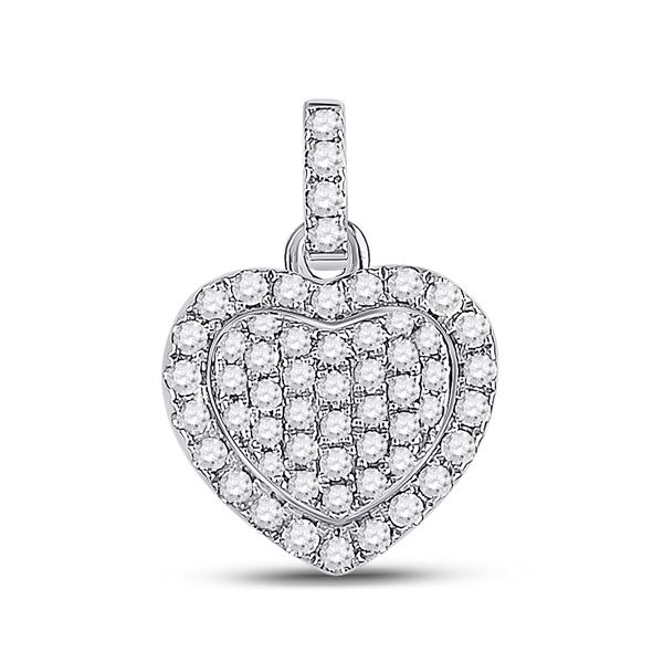 Round Diamond Heart Pendant 1/4 Cttw 14KT White Gold