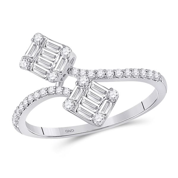 Baguette Diamond Bypass Band Ring 1/2 Cttw 14KT White Gold