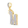 Image 2 : Round Diamond Crown M Letter Charm Pendant 7/8 Cttw 10KT Yellow Gold